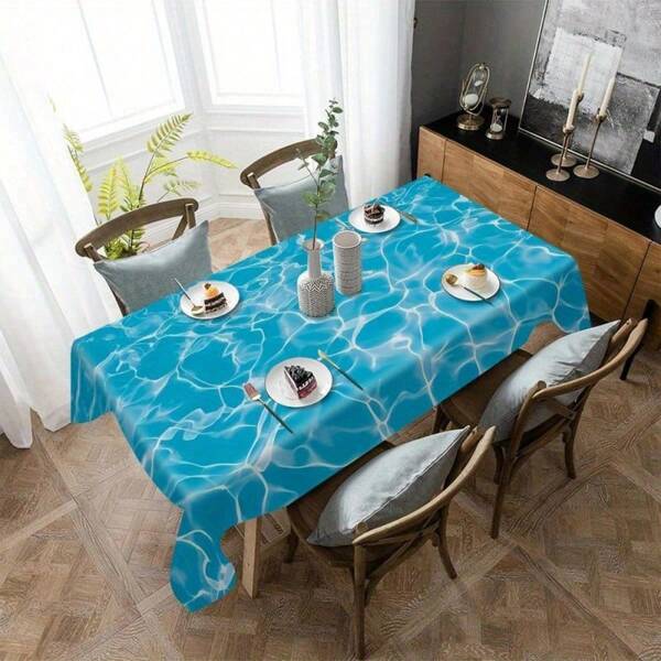 1pc Ocean Themed Rectangular Tablecloth, Colorful Printed Woven Tablecloth Suitable For Coffee Tables And Dining Tables, For Indoor And Outdoor Use, Great For Picnics, Holiday Parties, Restaurant Decor, Kitchen Decor, Birthday Celebrations, Home Decor And Party/Wedding Events