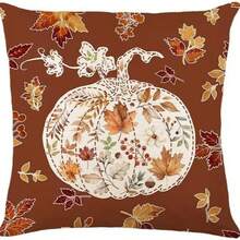 4 Kissenbezüge 45 x 45 cm Herbstblatt Eichhörnchen Kürbis Kurzplüsch Dekokissenbezug für Wohnzimmer Heimdekoration - Verschiedenfarbig - Übersicht 8