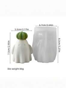 1 件万圣节鬼魂和南瓜硅胶蜡烛模具 - 3D 不对称设计，适用于幽灵家居装饰、香薰蜡烛和万圣节派对蜡烛/树脂/肥皂手工艺品 - 白色 - 查看 9