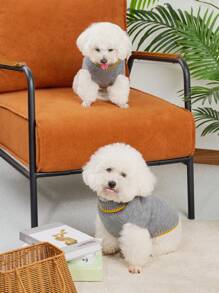 UFBemo UFBemo Gray Pet Sweater, Cute, Warm, Thick, Casual Minimalist Style, Contrast Color Design, High-Grade Gray, Suitable For Cats And Small Dogs In Autumn/Winter