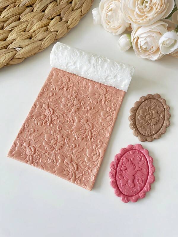 1pc Peony Texture Roller Polymer Clay Tools Hand Roller Clay Texture Tool Jewellery Tools Floral Texture Botanical Texture