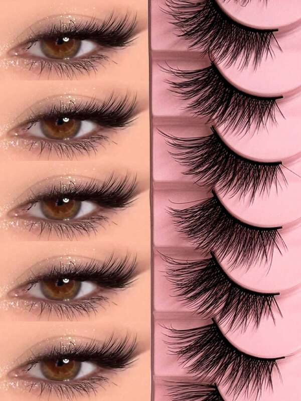10 Pairs Of Naturally Fluffy Semi-False Eyelashes - Cat-Eye Gathered Light Long And Short False Eyelashes For A Bold And Beautiful Look