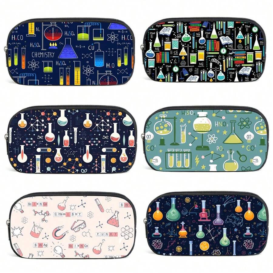 1 件化学元素主题铅笔盒，带化学元素图案，学生铅笔盒，大容量铅笔盒收纳铅笔盒带拉链，适合学生返校文具收纳、学校用品、返校