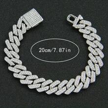 1pc Men's Luxury Fully Iced Out Rhinestone Hiphop Cuban Link Chain Bracelet - Bracelet - View 4