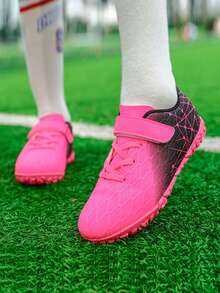 1 Pair Of Children's PU Leather Wear-Resistant, Broken Nail Anti Slip Professional Children's Football Shoes Suitable For Daily Exercise In All Seasons - Pink - View 5