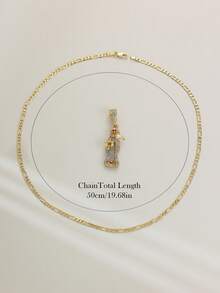 Collana con ciondolo a morte santa con micro intarsi di zirconi, tonalità dorata, gioielleria estiva adatta per uso quotidiano, vacanze, occasioni casual o formali, collana carina, accessorio per vacanze, design sofisticato, finitura di alta qualità, idea regalo - Ciondolo teschio - Visualizzare 11