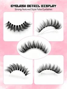 Asiteo 7 Pairs 3D Transparent Natural Wispy Mink Lashes, Fluffy Curly Cat Eye Eyelashes - 黑色 - 查看 7
