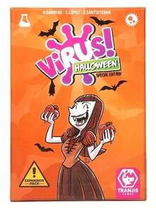 病毒！万圣节特别版卡牌游戏 - 一款极具感染力的娱乐卡牌游戏，充满感染力的家庭派对游戏，橙色，5.91x4.33x1.18英寸，包含恐怖插图和蝙蝠主题卡牌，棋盘游戏配件|趣味设计|彩色卡牌游戏