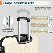 tooluck 5 Piece Luggage Sets ABS+PC Hard Shell Suitcases Travel Packing Box With Wheels TSA Aproved Lock And Carry On Bags Wash Bag Travel Suit Case Set For Men And Women,Beige - 米色 - 查看 5