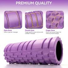1 Foam Roller Yoga Column Fitness Yoga EVA Foam Roller Yoga Stick Deep Tissue Massage Roller, Suitable For Back And Leg Muscle Exercise, Pain Relief And Flexibility Improvement - 紫色的 - 查看 5