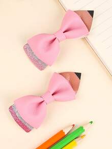 2/6PCS Back To School Hair Bow For Girls ,Pencil Shape Bow Hair Clips For First Day Of School ,Cute Hairpin Hair Accessories For School Supply,Teather'day Gifts(Pink,Yellow,Blue) - Multicolor - View 13