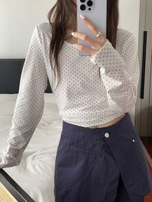 Áo thun dài tay in họa tiết phong cách thường ngày Nora Noon dành cho nữ, thích hợp phối cùng áo thun in hình, áo trắng, dự tiệc, sinh nhật và các ngày lễ. - trắng - Xem 7