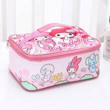 Sanrio 1 szt. Torba na lunch z motywem kreskówki Sanrio, Kuromi, Hello Kitty, My Melody, wielokrotnego użytku, składana, przenośna, odpowiednia do szkoły, pracy, pikniku, na zewnątrz, z powrotem do szkoły