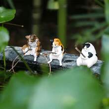 5/1pc Charming Cat PVC Miniature Cartoon Cat Figurines ,Aquarium Decor Resin Statues For Fish Tank Fairy Garden Landscape ,Home Decor Mini Cat Ornaments,Nice Gift For Birhday,Random Color,Fishing Cat Figuriens - Multicolor - View 7