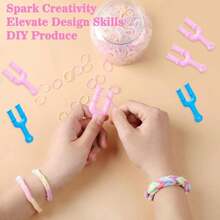 10PCS Acrylic Model Y Slingshot Loom Rubber Bands For Bracelets Rubber Band Clips Plastic Jewelry Connectors Rubber Slingshot Knitting For Necklace Bracelet Making Colorful Clasp (Pink, Blue) - Blue, Pink - View 3