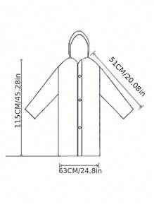 1 pièce Imperméable long noir unisexe Manteau de pluie avec capuche Veste de tranchée pour randonnée extérieure Manteau de pluie pour l'école, le bureau, la maison, les voyages (Avant l'achat, vous devez déterminer la taille correspondante selon le tableau des tailles.)
