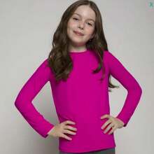 Children's Long Sleeve UV 50+ T-Shirt Protects Delicate Skin From The Sun - 玫紅色 - 查看 1