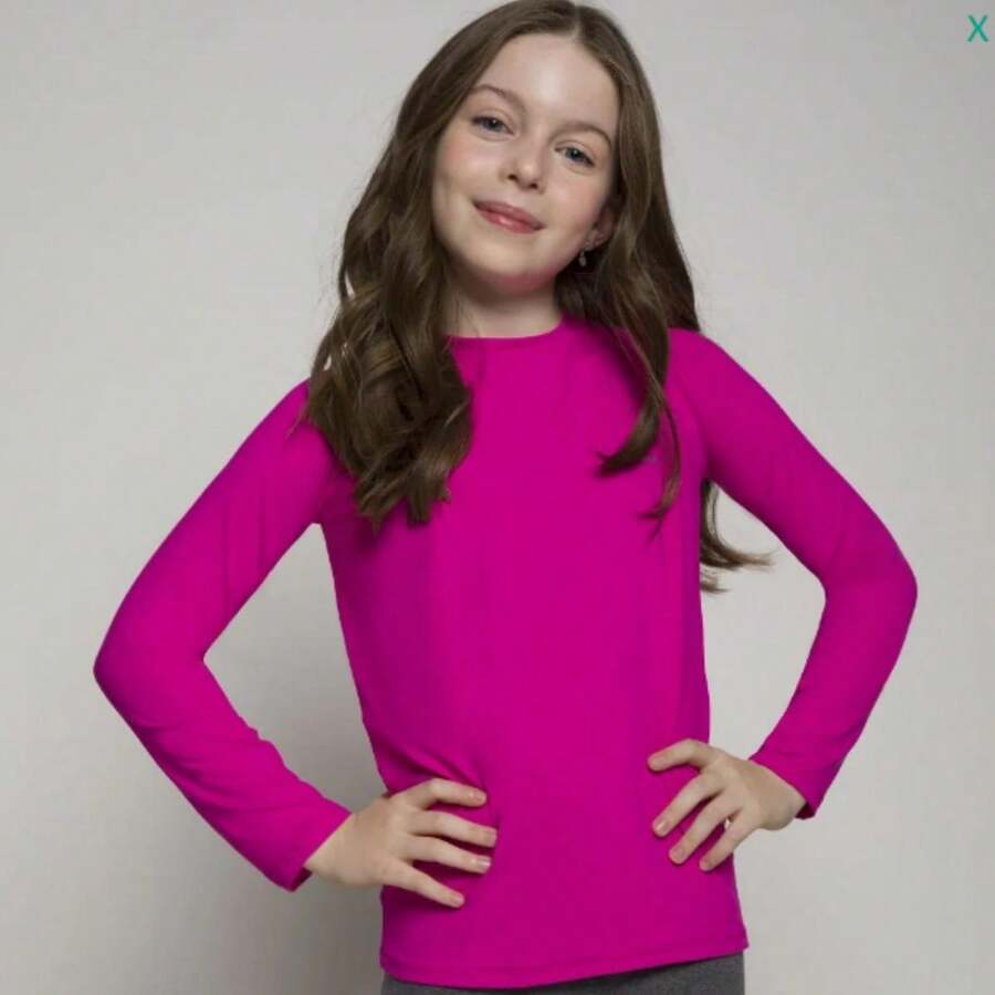 Children's Long Sleeve UV 50+ T-Shirt Protects Delicate Skin From The Sun - 玫紅色 - 查看 1