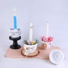 1pc Curved Candle Cup Silicone Mold For Home Decoration, Vertical Stripes Round Shape, For DIY Christmas And Easter Candle Holders, Crafts, Plaster Cement Casting Silicone Mold