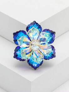 女士派对礼服闪亮水钻花朵胸针 - 闪亮水晶玻璃别针，适用于宴会和背包珠宝配饰 - 水晶花朵(3506) - 查看 2