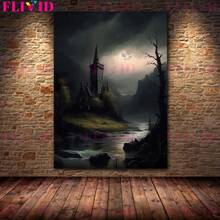 1pc/3PCS All Art Posters Optional Frames Halloween Abandoned Churches And Haunted Houses Vintage Wall Art Canvas Painting Gothic Architecture Horror Art Poster Printing Home Decoration Halloween Decor Fall Decor Room Decor