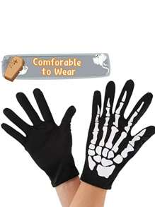 White Skeleton Gloves And Skull Mask For Adult Halloween Dance Costume Party