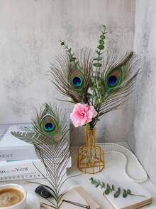 Handmade Artificial Peacock Feathers, Suitable For DIY Crafts, Vase Filler, Elegant Home Decor, Party And Wedding Decorations, Holiday Crafts | Classic Design | Handcrafted Details, Peacock Decoration - Multicolor - View 4