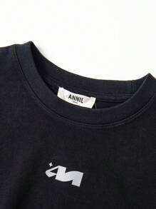 Annil Children's Clothing: Girls, Boys, Middle-Aged And Young Children, Round-Neck Long-Sleeved Knitted Sweaters, Sand-Fried Craft T-Shirts, Autumn