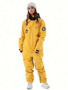 1 件女式冬季运动连体滑雪服，带拉链口袋防丢失设计滑雪服套装，冬季滑雪板和滑雪服，适合户外活动的运动服，冬季滑雪装备，加固结构，功能性滑雪设备，雪具，理想的户外连体滑雪服，滑雪服女式滑雪服 - 黃色 - 查看 12