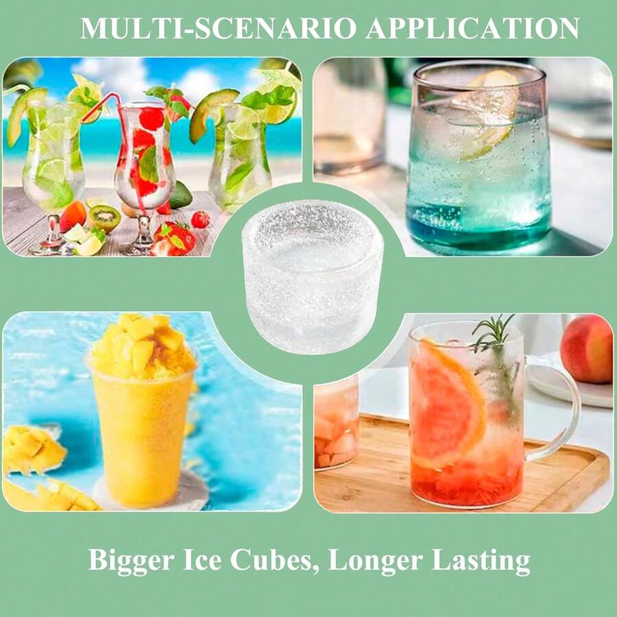 Tumbler Ice Mold Set - Silicone Ice Tray With Lid, Suitable For Frozen Drinks, Juice, Whiskey, Cocktails, And Coffee, Compatible With 20-40 Oz Glass And  Tumblers, Practical Ice Mold,7798482 - 綠色 - 查看 1