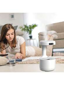 LIPETY 800ML Anti-Gravity Water Humidifier,Air Purifier, Drop Humidifier 2 Mode 4H Power Off Protection Suspended Water Drop Ultrasonic Cold Fog Machine Holiday Humidifiers For Bedroom (White) - White - View 10