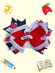 1pc 4.5 Inch Back To School Ponytail Girl Hair Bow Children Girl Hair Bows With Clips For Festivals Party School Girls Graduation Season Hairgrips For First Day Of School Classroom Girls Students,Kids Hair Accessories - A - View 11