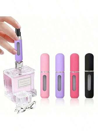 1pc/4pcs 5ml Bottom-Filled Spray Bottle, Perfume Bottle, Aluminum Bottom Perfume Refill Bottle, Portable Cosmetic Bottle/