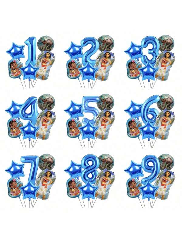 Disney 6PCS Cartoon Ocean Adventure Theme Balloon Birthday Party Decoration Set Cross Border Aluminum Film Balloon Birthday Party