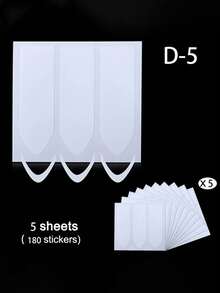 480pcs/10sheets French Manicure Nail Stickers, Wavy, Crescent Moon, Geometric Asymmetrical Design Nail Art Nails - Multicolor - View 25