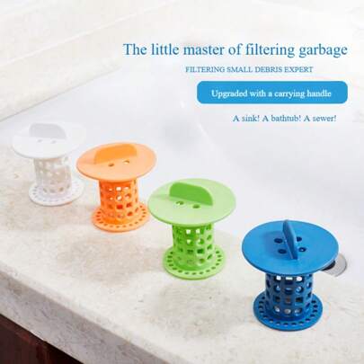 1pc Bathroom Hair Catcher, Sink Strainer, Drain Stopper, Cylindrical Silicone Drain Cover, Bathtub Shower Floor Drain Protector, Sink Drain Filter, Shower And Bathtub Hair Catcher