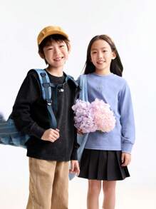 Annil Children's Clothing: Girls, Boys, Middle-Aged And Young Children, Round-Neck Long-Sleeved Knitted Sweaters, Sand-Fried Craft T-Shirts, Autumn