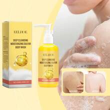 EELHOE Sulfur Mite Removal Body Wash Deep Cleansing Refreshing Oil Control Remove Acnes Dead Skin Dirt Moisturizing Soothing Brightening Improve Rough Skin Rejuvenation Shower Gel - 黃色 - 查看 1