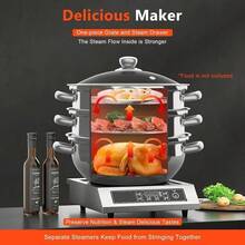 HOHOBLA (11in /28cm) 3 Tier Stainless Steel Steamer, Vegetable Steamer Food Steamer Pot Cookware With Glass Lid For Home Kitchen [Wonderful Gift For Family&Friends] - 3層-28cm - 查看 9