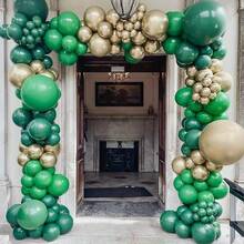 131pcs Set Of Olive Green, Gold And Avocado Color Latex Balloon Garland Arch, Suitable For Birthday, Wedding, Baby Shower, Gender Reveal, Anniversary, Party Decorations, Photography Backdrops