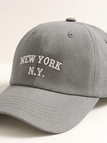 New York Retro Baseball Cap Embroidered Unisex Premium Vintage Letter Cotton Embroidered - 灰色 - 查看 2