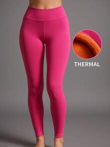 Premium Lined Thermal Leggings - Hot Pink - View 1