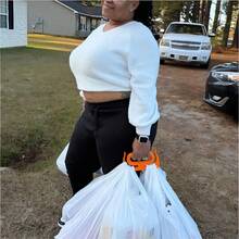 1 个重型购物袋提手 - 符合人体工程学的多功能提钩，适用于购物、旅行、居家和厨房 | 便携式省力收纳盒。非常适合收纳购物袋、水桶、油漆罐、衣架等物品。