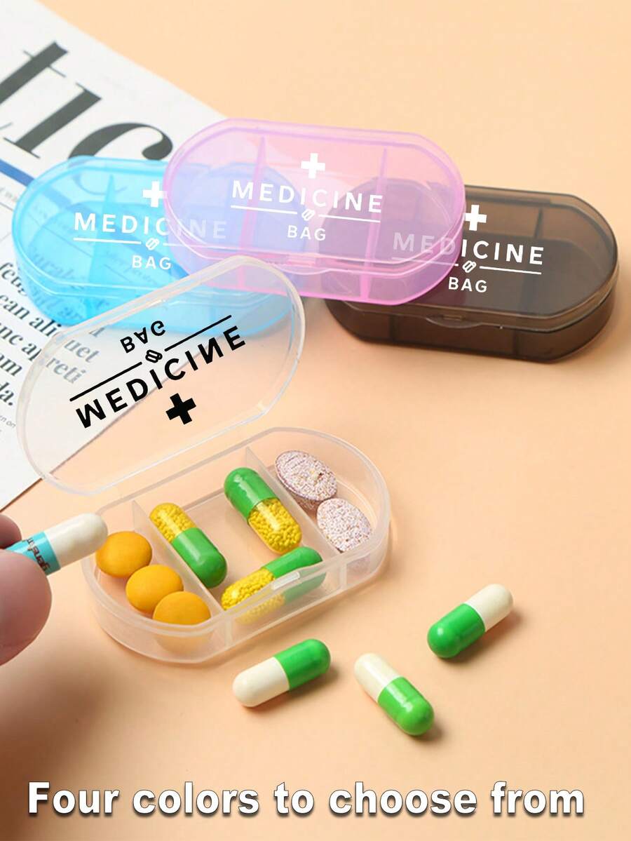 1 hộp đựng thuốc hình bầu dục in chữ thập 'MEDICINE', hộp đựng thuốc di động ba ngăn, hộp đựng đồ mini, hộp đựng đồ trang sức và thuốc di động, quà tặng sáng tạo được cá nhân hóa với logo chữ cái, thích hợp cho du lịch, hoạt động ngoài trời, túi xách, túi, hộp đựng đồ trang trí du lịch thiết kế độc đáo, hộp đựng thuốc - Nhiều màu - Xem 1