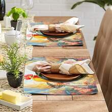 4/6pcs Placemats, 12.6x16.5inch Colorful Rooster Placemat For Festive Kitchen And Dining Room Decor, Vibrant Bird Design Table Mat For Holiday Celebrations Table Decorations - 32x42cm(12.6x16.54in) - View 3
