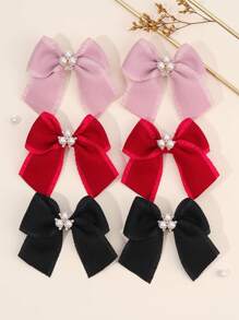 2pcs/6pcs Pearl Bow Hair Clips For Girls,Fabric Alligator Clips Hair Bows For Girls,Fashion Hair Accessories For Girls Party Gifts