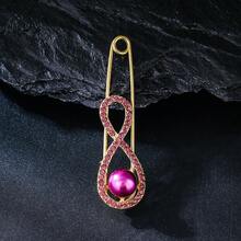 1pc-Fashion Elegant Infinity Brooch Zinc Alloy Rhinestone Inlaid Brooch Suitable For Women Daily Banquet Party Wear Dress Suit Accessory - XD825160 - View 16