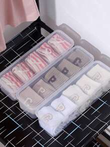 1 pieza Caja de plástico transparente multifuncional - Contenedor de gran capacidad, adecuado para organizar ropa interior, calcetines, cuentas, manualidades, joyas, lazos para el cabello, pintura de diamantes, bolsitas de té, café instantáneo, sobres de azúcar, auriculares, cables, cargadores, señuelos de pesca y pequeños artículos. Clasificación y almacenamiento para el escritorio de la oficina, la mesa del hogar, el gabinete de noche, a prueba de polvo y resistente al agua