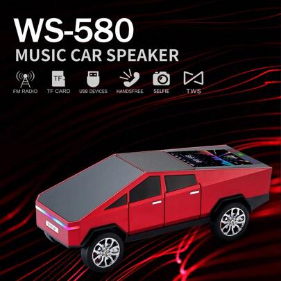 The New Ws-580 Series Emulates Retro Pickup Car Model Audio, Supports Multiple Playback Modes Of Bluetooth/USB/Wireless FM/TWS Speakers, Compatible With Mobile Phones/Computers/Vehicle Devices, Large Battery, Long-Term High-Quality Sound Playback, Suitable For Outdoor, Camping And Other Scenarios, Retro Truck Appearance Design, Audio Desktop Ornaments, Convenient Home Desktop Decoration