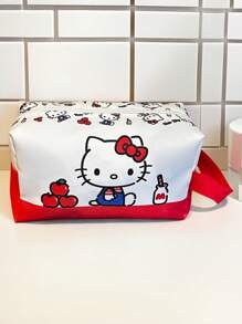 Sanrio 1 PC Sanrio For Hello Kitty Large Capacity Makeup Bag With Red Handle - Cute Cartoon Design, Ideal For Travel & Organizing Bathroom Essentials | Perfect Holiday Gift Bag, Bathroom Organizer Bag|Playful Accessory|Durable Fabric, For Hello Kitty Accessories